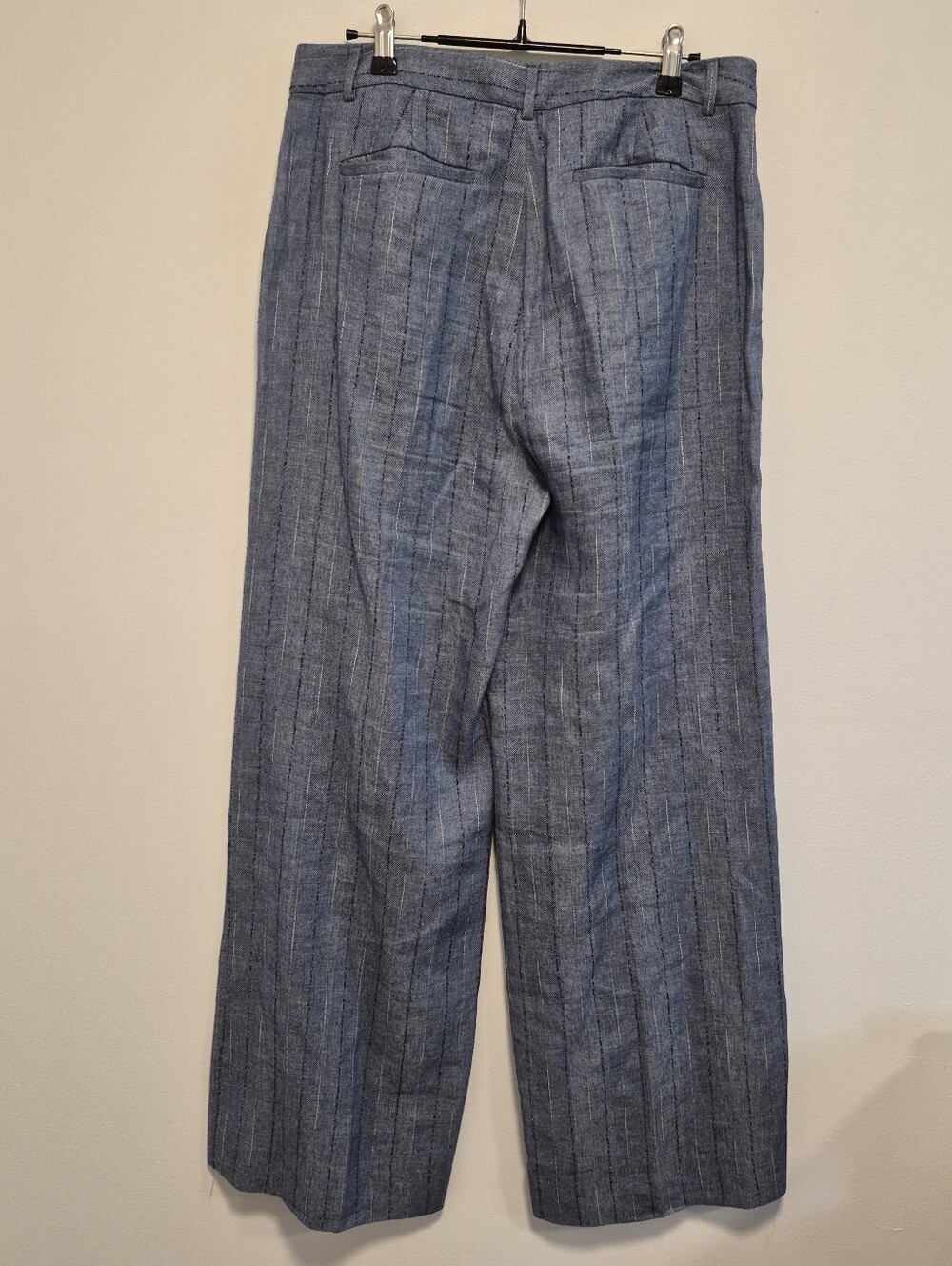 L' Agence Livvy Pinstripe Straight Wide Leg Trousers Blue Pants Womens Sz 8 $450 - Picture 10 of 15